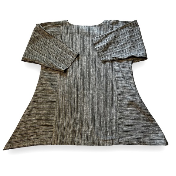 Mosaic USA Linen Tunic Top Lagenlook Flowy Striped Popover MOP Buttons Small - Picture 6 of 9